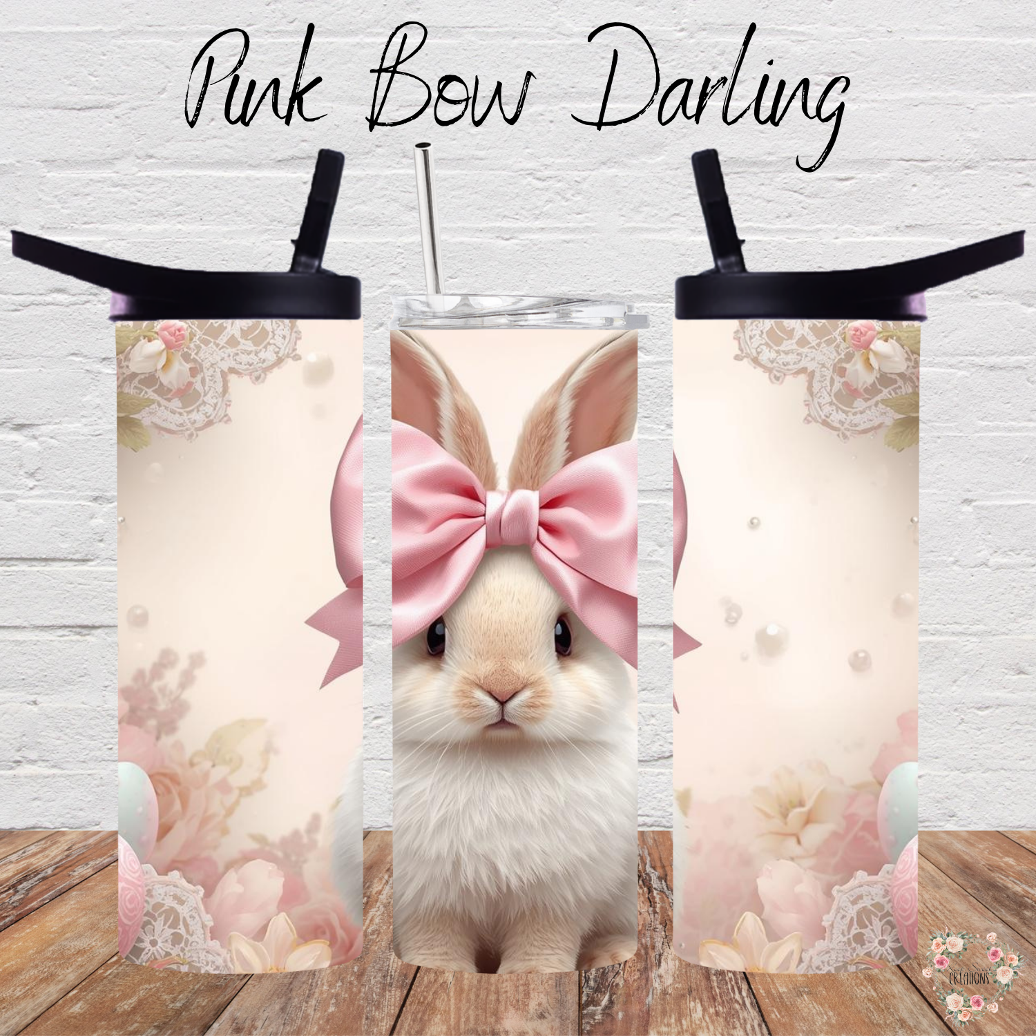 Pink Bow Darling Tumbler | Pastel Bunny Easter Cup (11–32oz)
