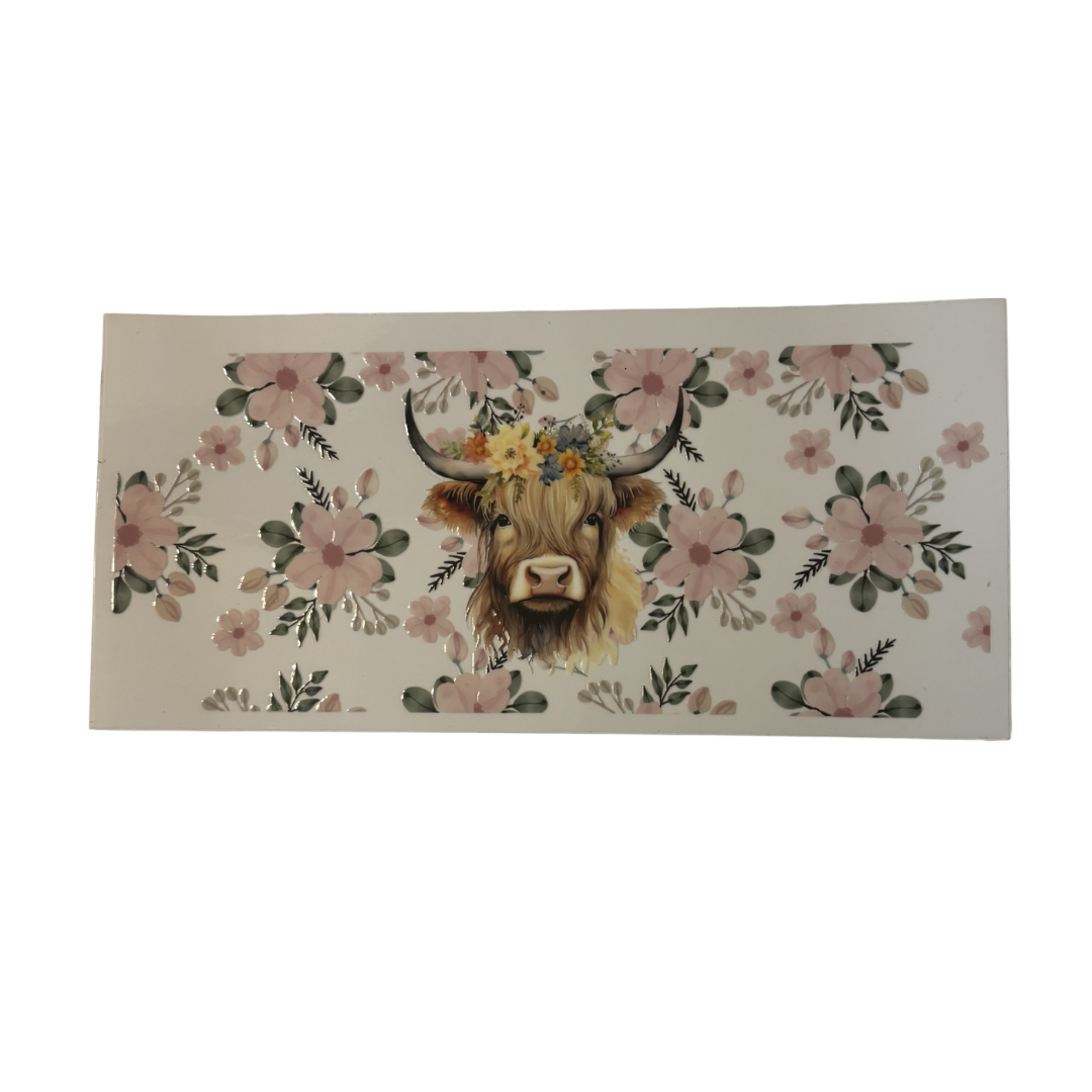 Pink Floral Highland Cow - WRAP