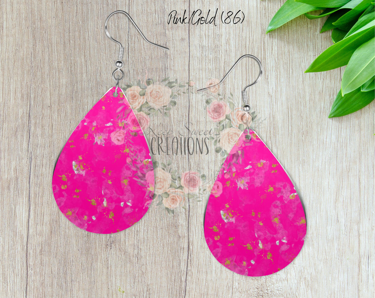 Teardrop Earrings – Stylish Sublimation Dangle Jewelry (Multiple Designs)