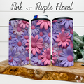 Pink & Purple Floral Tumbler with bold daisy design in magenta, lavender, and violet tones