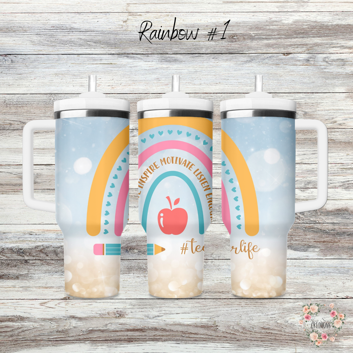 Rainbow Teacher Tumbler – Colorful Teacher Gift Collection