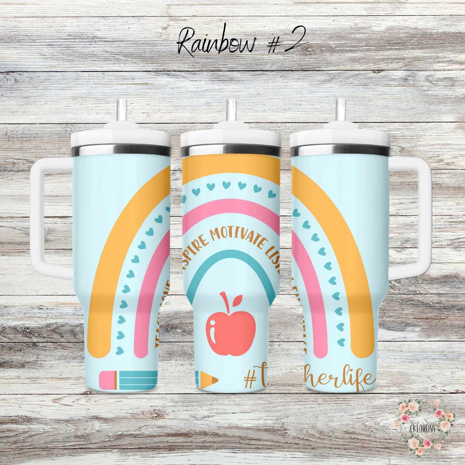Rainbow Teacher Tumbler – Colorful Teacher Gift Collection