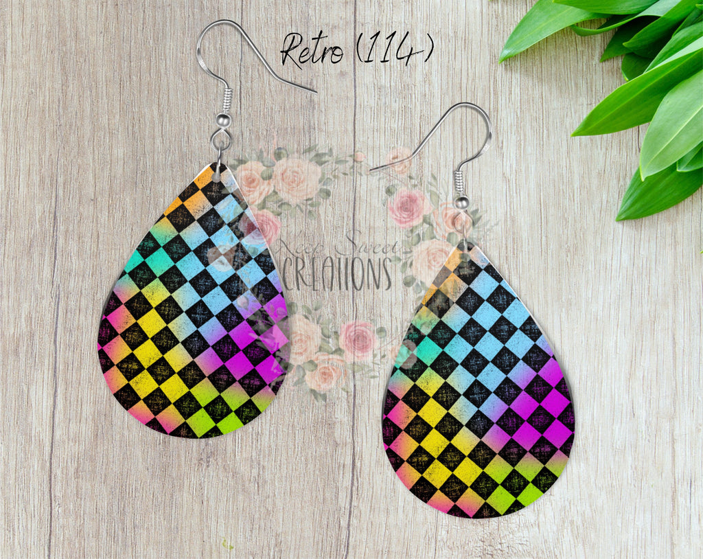 Teardrop Earrings – Stylish Sublimation Dangle Jewelry (Multiple Designs)