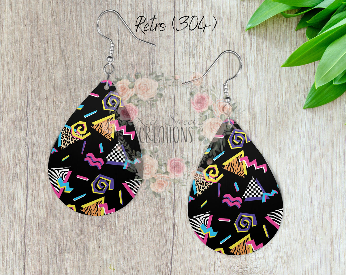 Teardrop Earrings – Stylish Sublimation Dangle Jewelry (Multiple Designs)