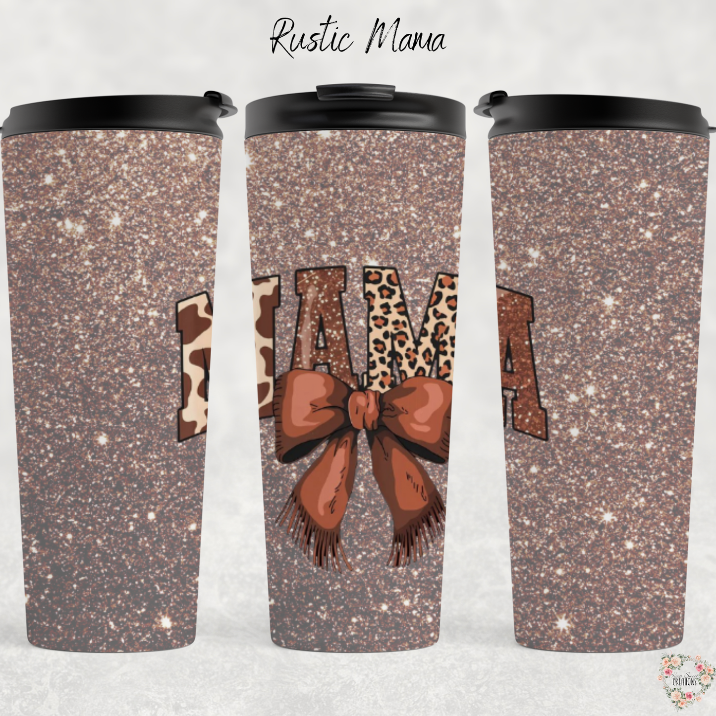Rustic Mama Tumbler – Western Cowgirl Glitter Mug & Drinkware