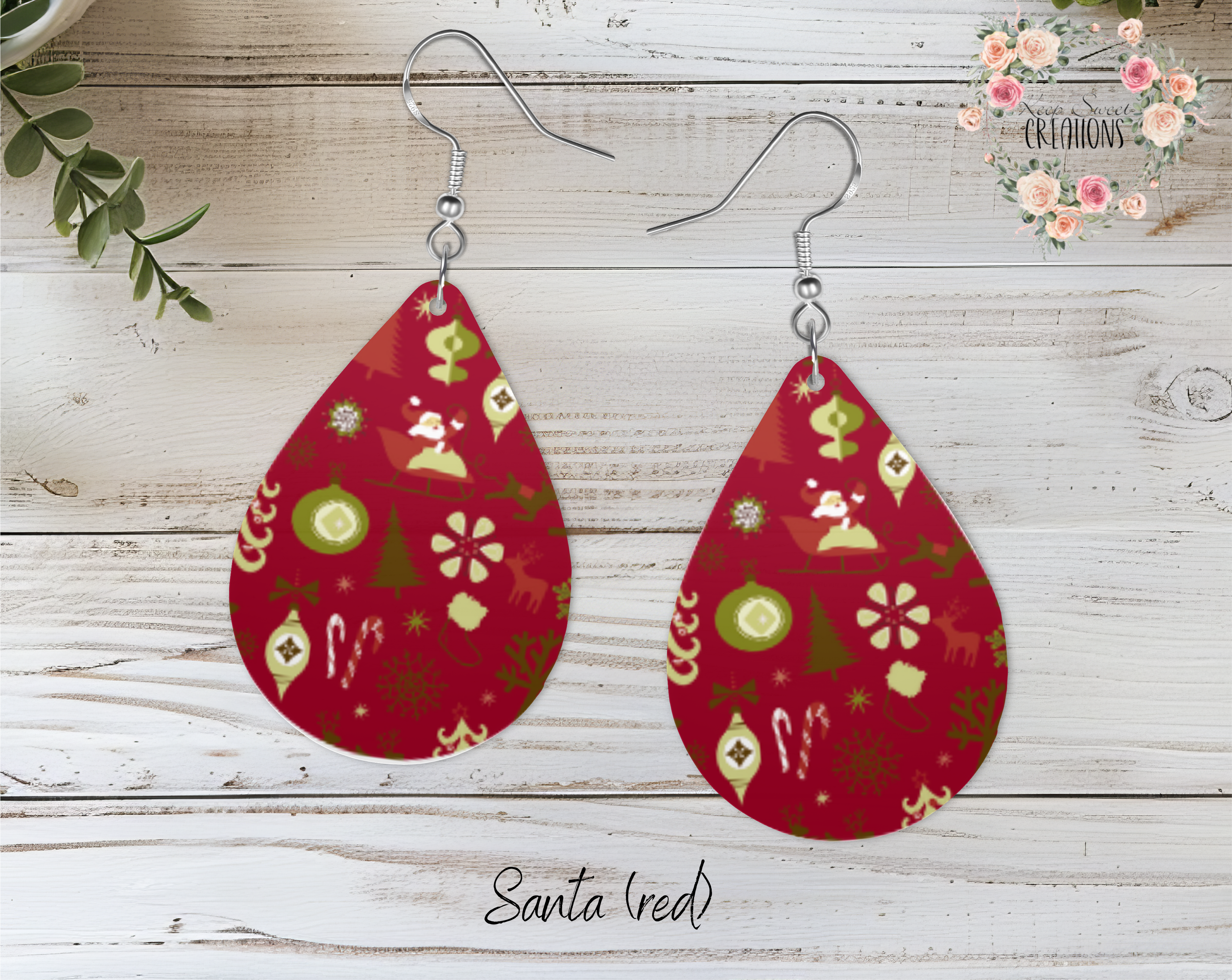 Christmas Santa Teardrop Earrings – Festive Holiday Jewelry