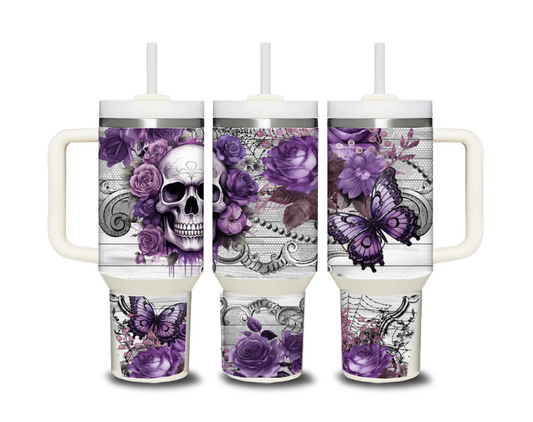 Purple Skull and Butterfly