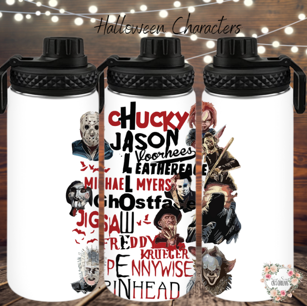 Halloween Horror Characters Tumbler | Scary Movie Cup for Horror Fans