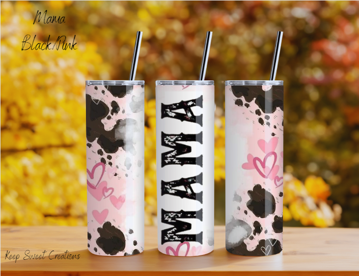 Mama Mini Tumbler Set | Pink & Black Matching Drinkware