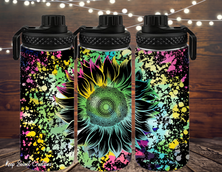 Neon Sunflower Tumbler | Bright Floral Sublimation Drinkware