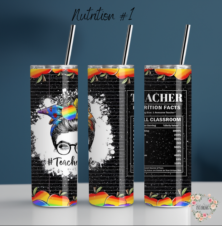 Teacher Tumbler – Nutrition Facts & Classroom Designs