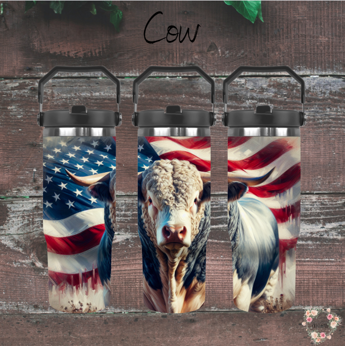 Patriotic Cow Tumbler – Celebrate Farm Life & Freedom