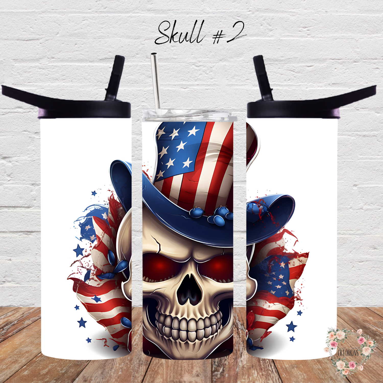 Unleash your bold, patriotic style with these American Skull Tumblers! 🇺🇸💀🔥 Featuring two epic designs—Skull #1 with a dark, edgy explosive theme and Skull #2 with a fierce skull rocking an American flag cowboy hat—these tumblers are perfect for those who love a rebellious twist on patriotism. Available in 20 oz, 30 oz, 32 oz water bottles, and 40 oz handled tumblers, they make the ultimate statement for bikers, veterans, and anyone with a fearless American spirit! 🚀✨