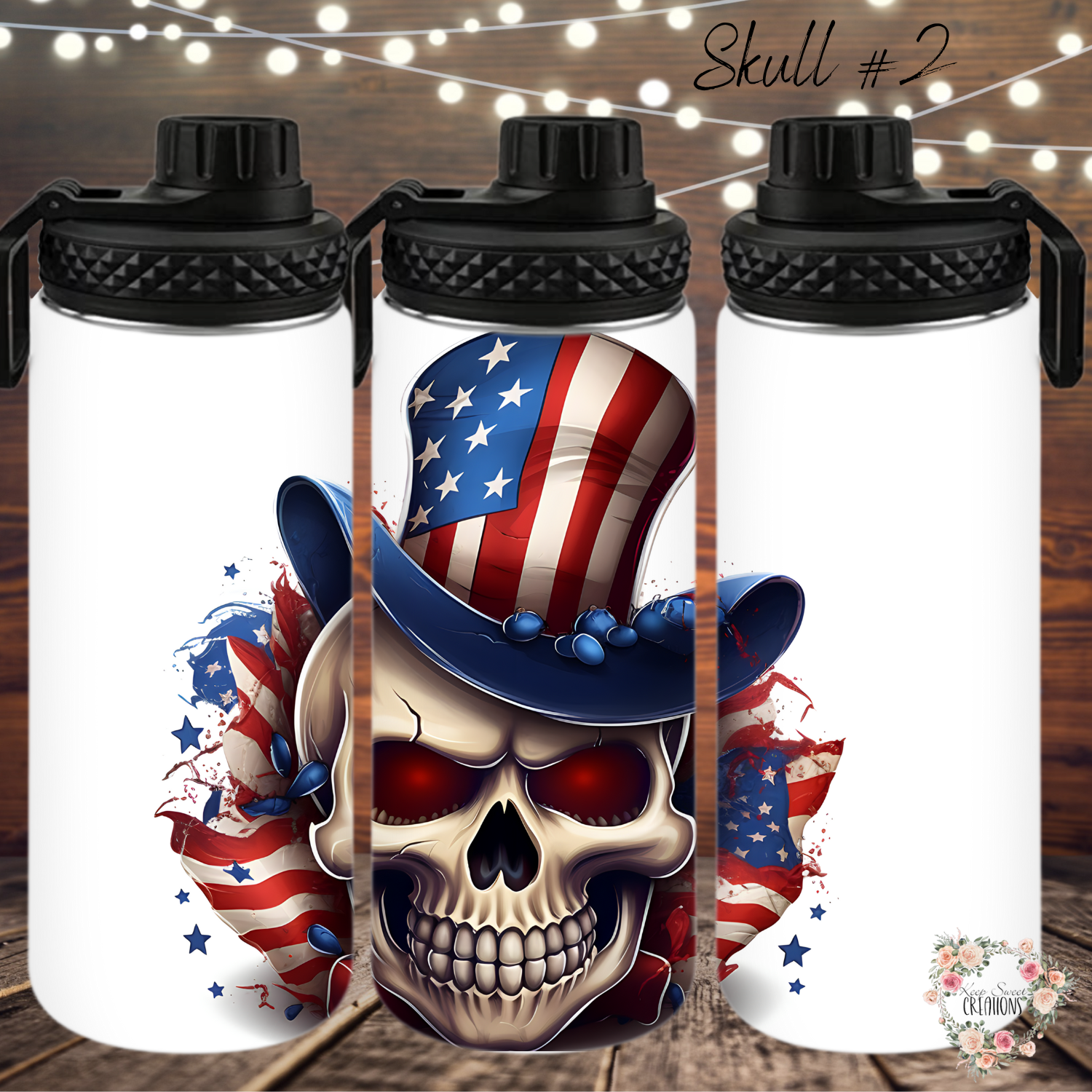 Unleash your bold, patriotic style with these American Skull Tumblers! 🇺🇸💀🔥 Featuring two epic designs—Skull #1 with a dark, edgy explosive theme and Skull #2 with a fierce skull rocking an American flag cowboy hat—these tumblers are perfect for those who love a rebellious twist on patriotism. Available in 20 oz, 30 oz, 32 oz water bottles, and 40 oz handled tumblers, they make the ultimate statement for bikers, veterans, and anyone with a fearless American spirit! 🚀✨