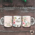 Speckled Spring Bunny Tumbler | Neutral Floral Easter Cup (11–40 oz)