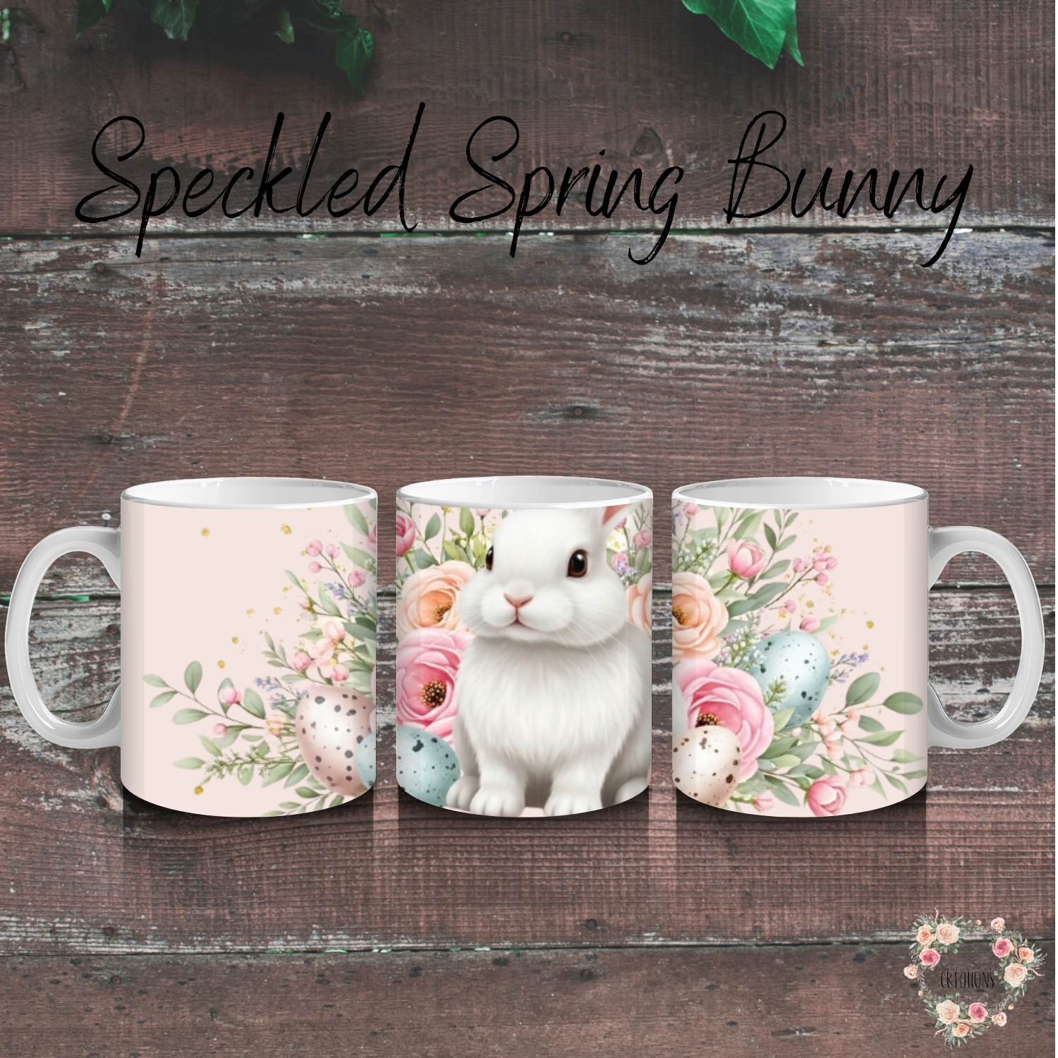 Speckled Spring Bunny Tumbler | Neutral Floral Easter Cup (11–40 oz)