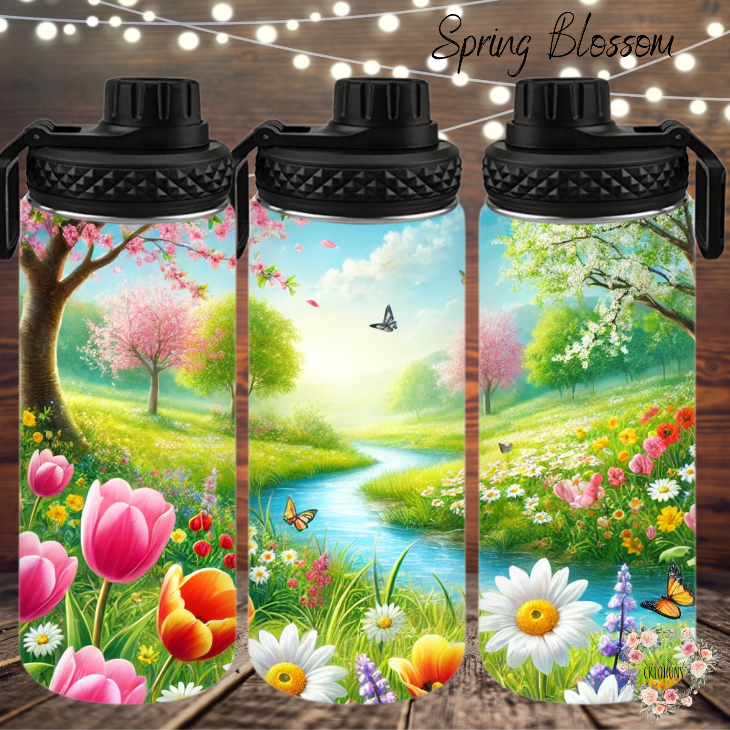 Spring Blossom Serenity Tumbler – Floral Butterfly Cup | Stainless Steel Nature Gift for Her