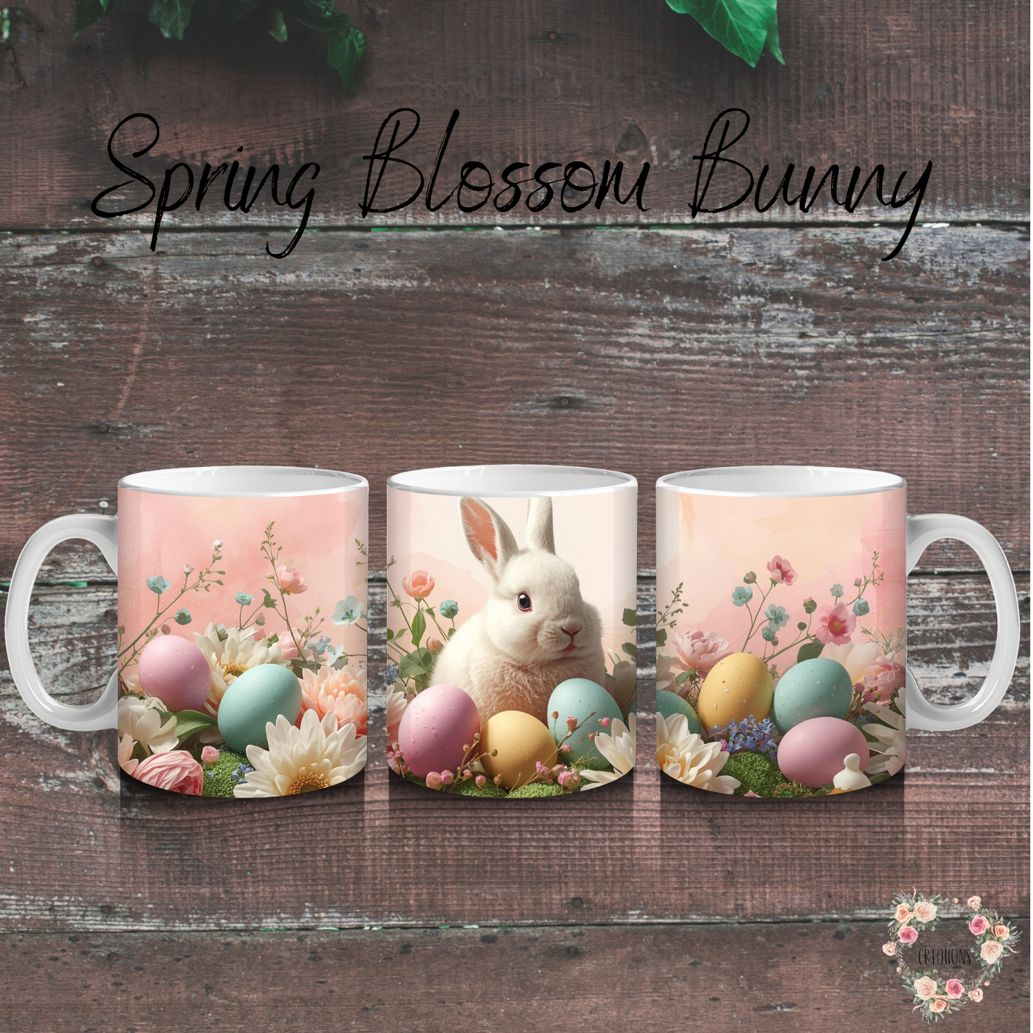 Spring Blossom Bunny Tumbler | Pastel Easter Bunny Floral Cup (11–32oz)