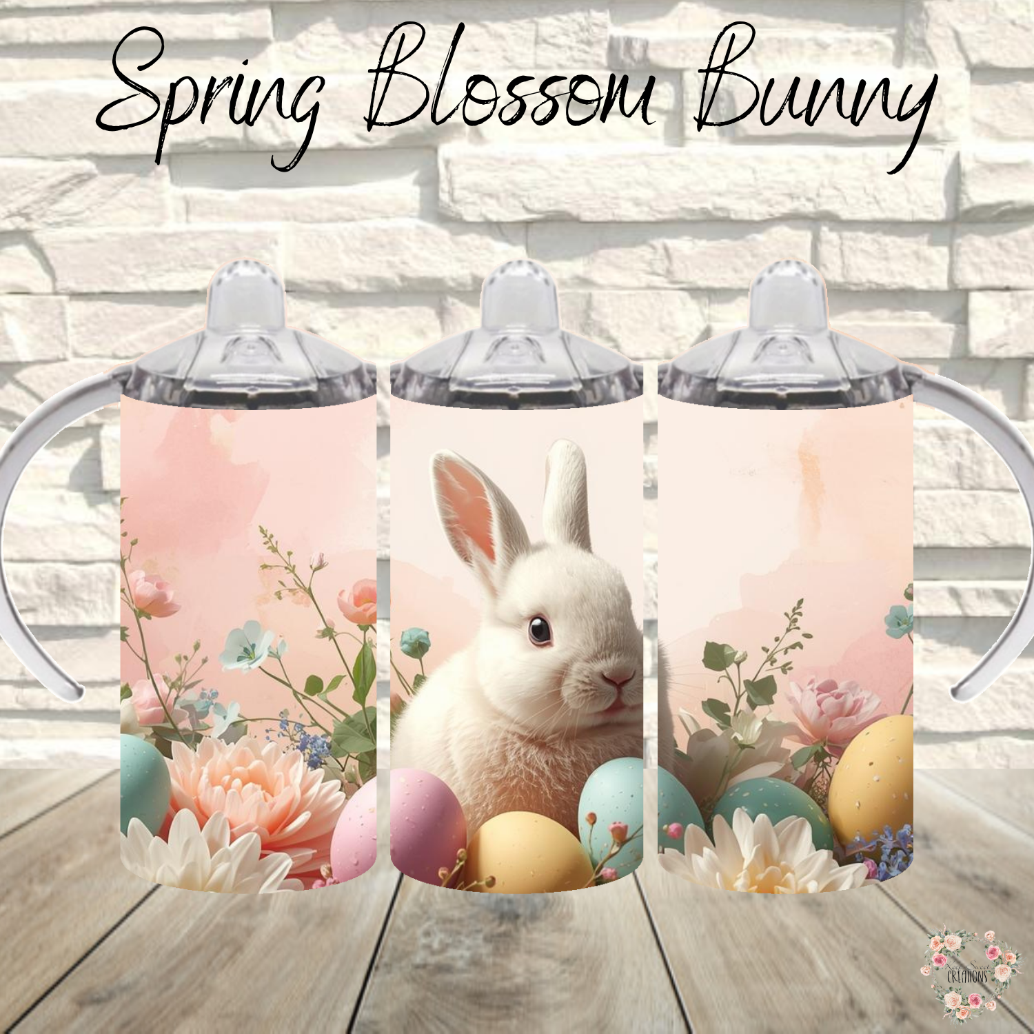 Spring Blossom Bunny Tumbler | Pastel Easter Bunny Floral Cup (11–32oz)