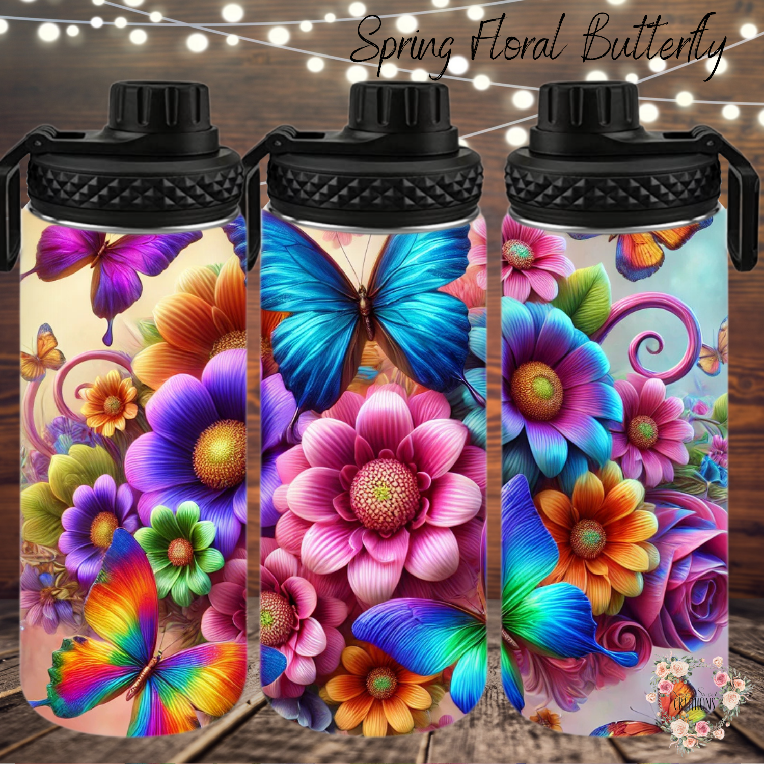 Spring Floral Butterfly Tumbler – Stainless Steel Cup | Floral Butterfly Gift for Her