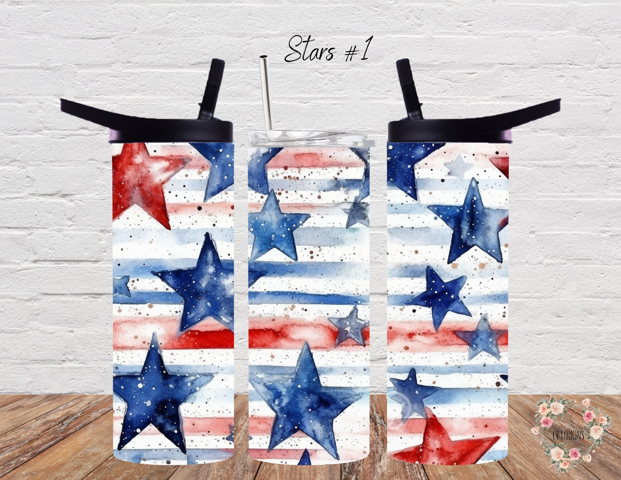 Stars & Stripes Patriotic Tumbler – Rustic Red, White & Blue Drinkware - (Stripes #1) Tumbler