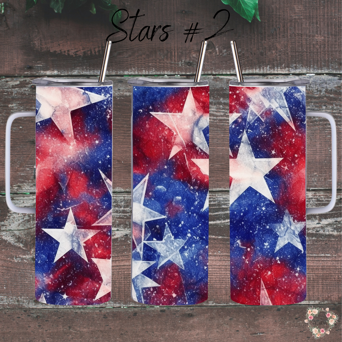 Star Tumblers – Patriotic Red, White & Blue - (Stars #2) Drinkware