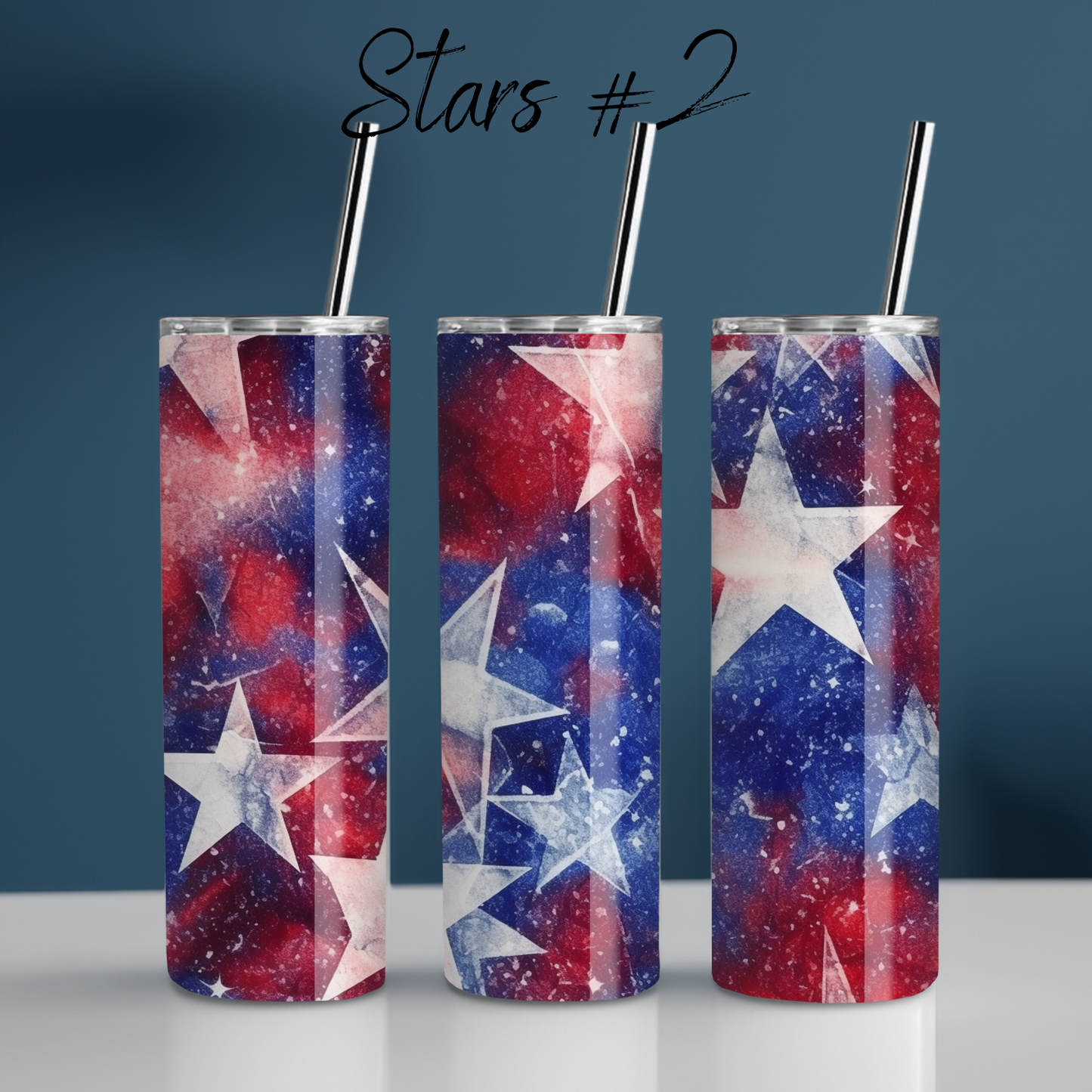 Star Tumblers – Patriotic Red, White & Blue - (Stars #2) Drinkware