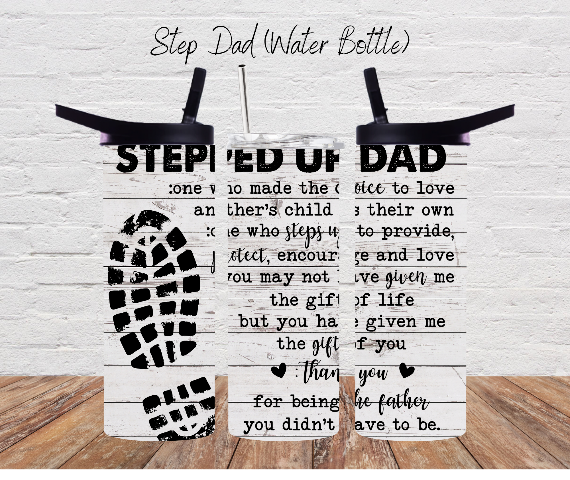 Custom Tumbler honoring stepdads – Step Up Dad design with American flag