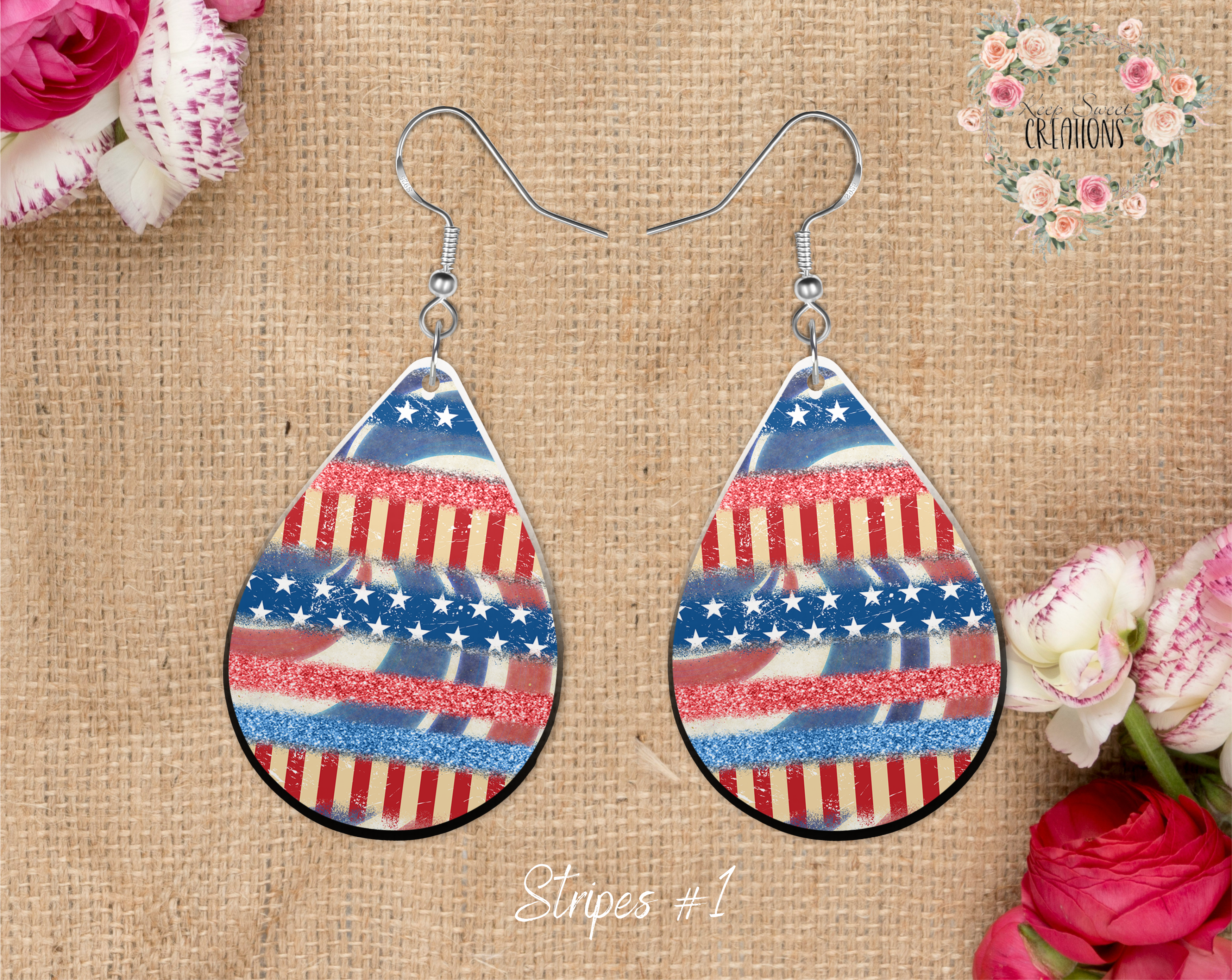 Patriotic Teardrop Earrings – American Flag Dangle Jewelry