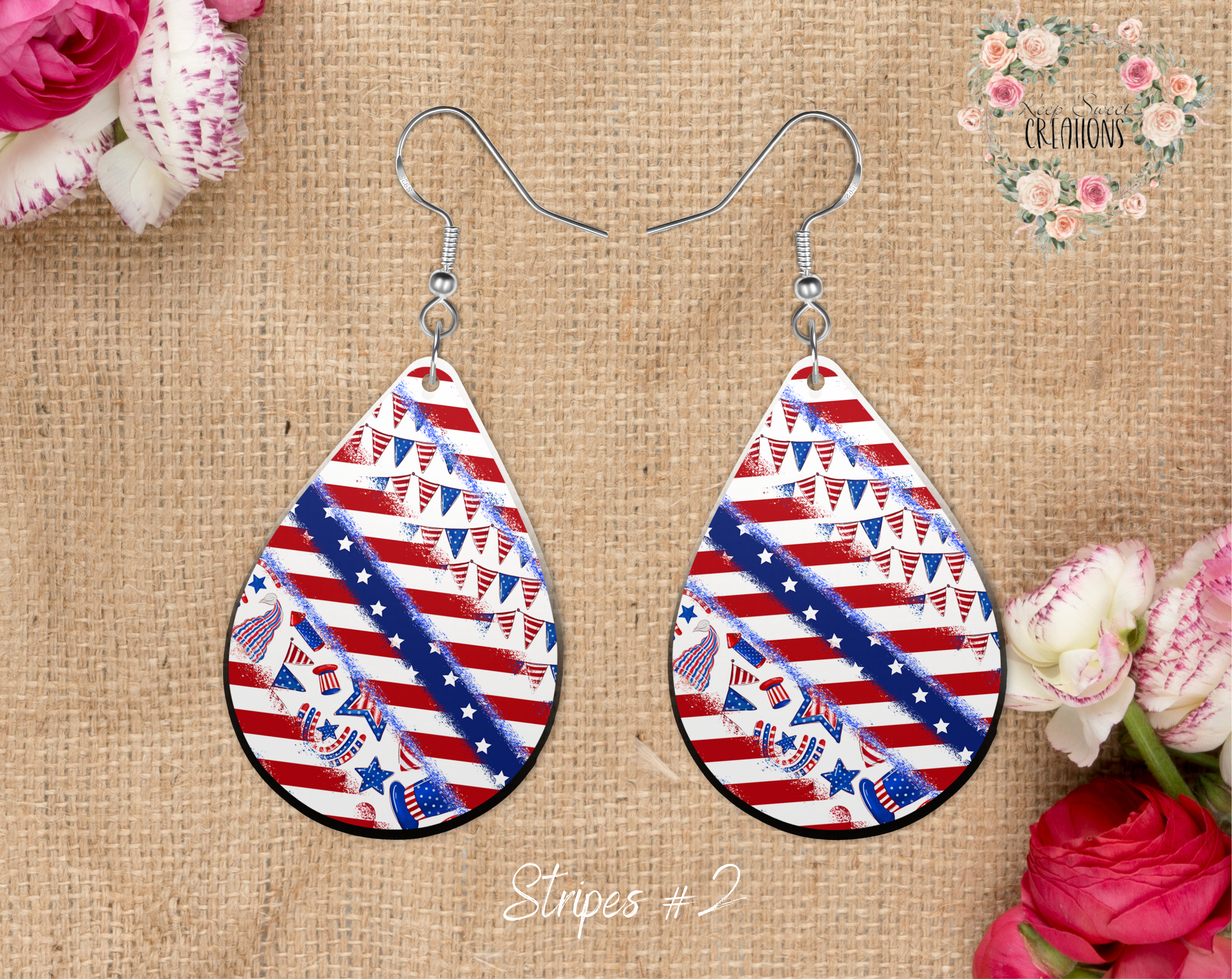 Patriotic Teardrop Earrings – American Flag Dangle Jewelry