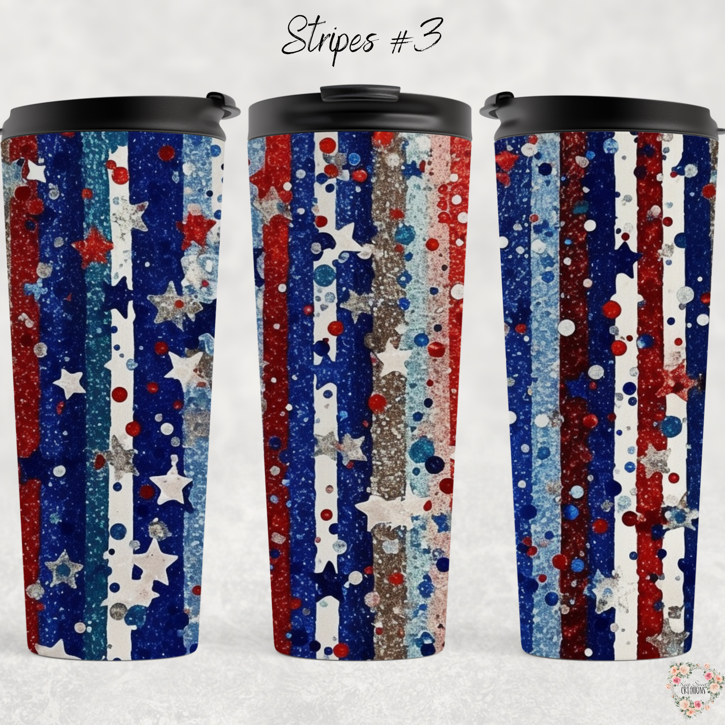 Patriotic Tumbler Collection – Sparkle with Every Sip - (Stripes #3) Tumbler