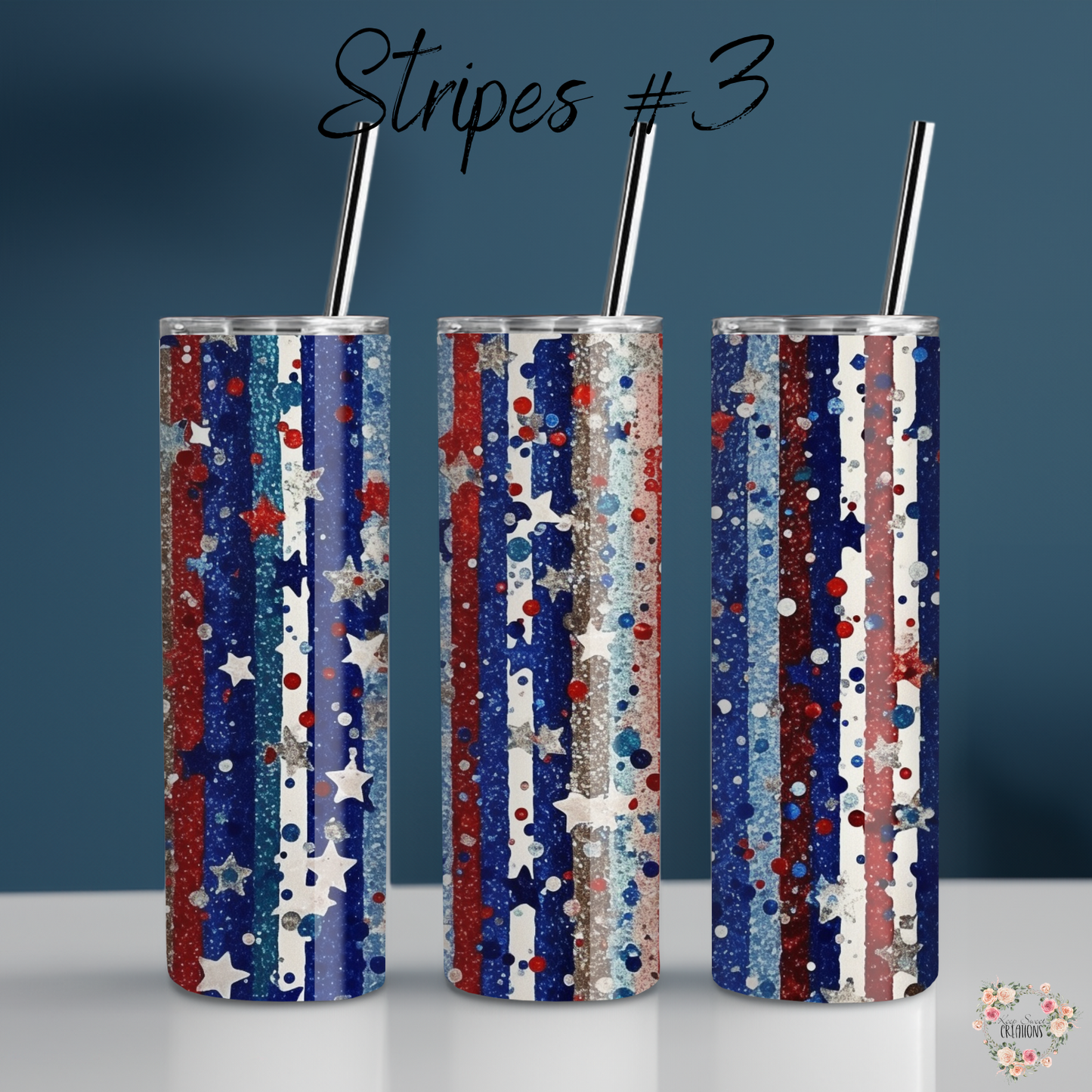 Patriotic Tumbler Collection – Sparkle with Every Sip - (Stripes #3) Tumbler