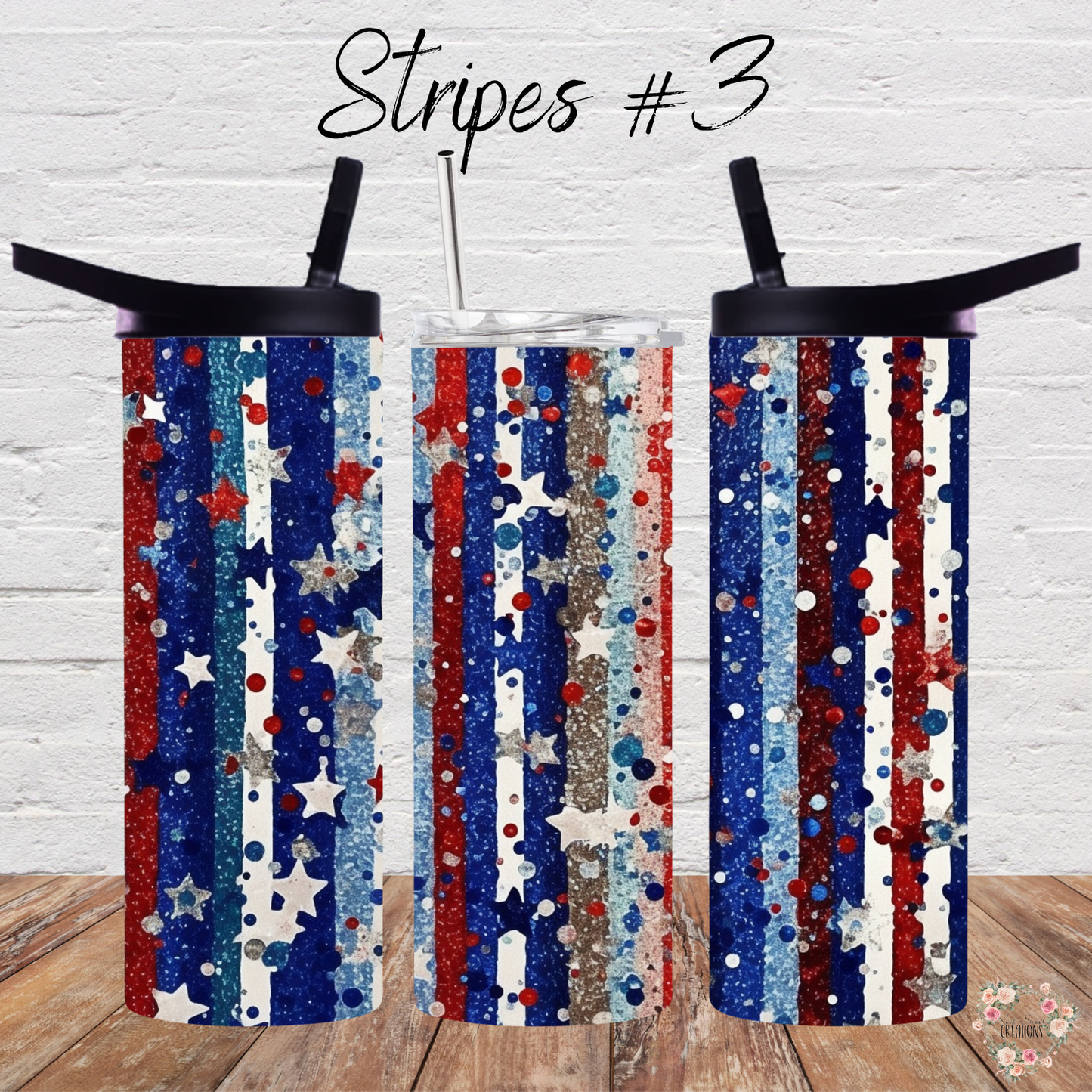 Patriotic Tumbler Collection – Sparkle with Every Sip - (Stripes #3) Tumbler