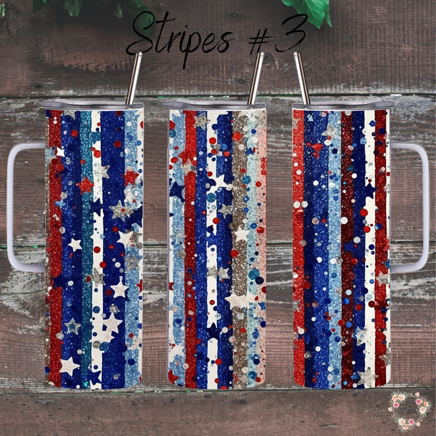 Patriotic Tumbler Collection – Sparkle with Every Sip - (Stripes #3) Tumbler