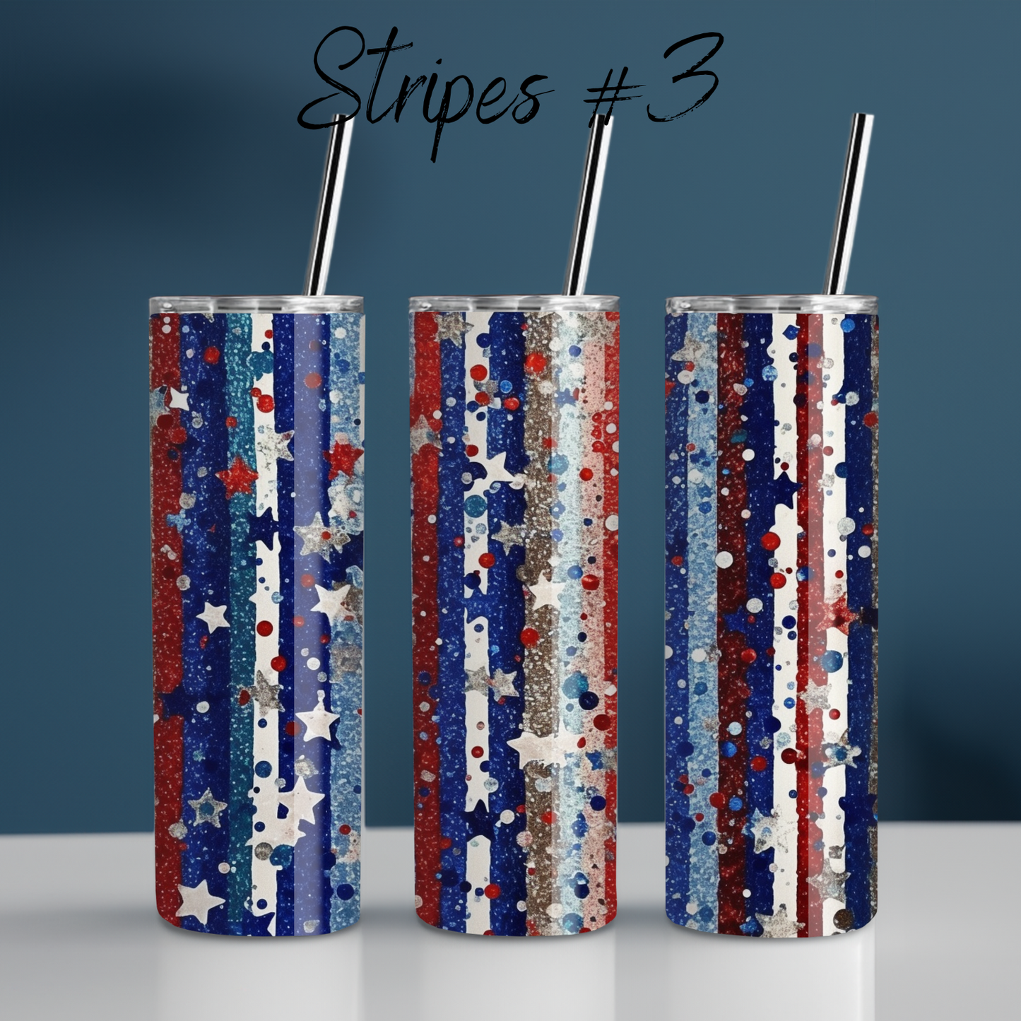 Patriotic Tumbler Collection – Sparkle with Every Sip - (Stripes #3) Tumbler