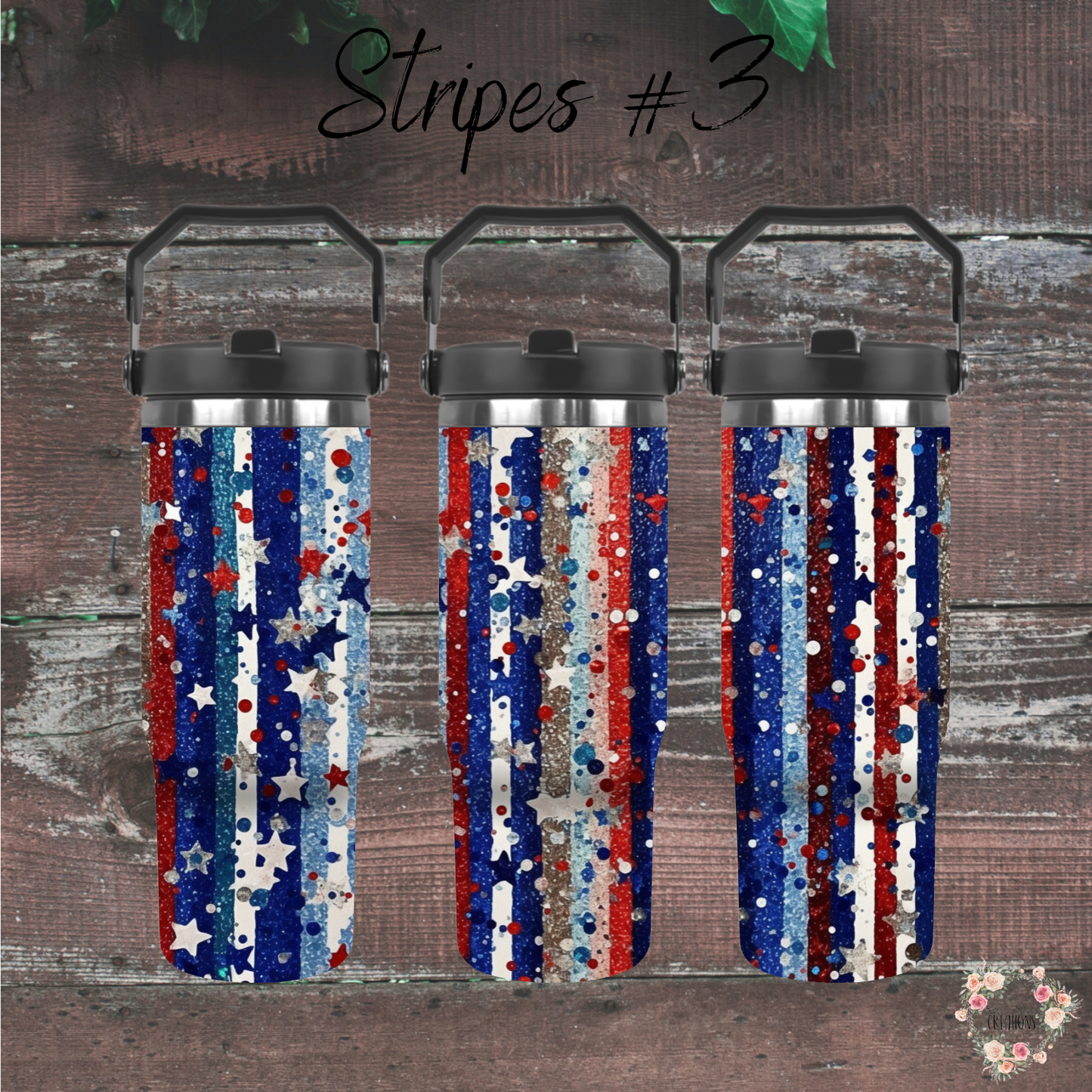 Patriotic Tumbler Collection – Sparkle with Every Sip - (Stripes #3) Tumbler