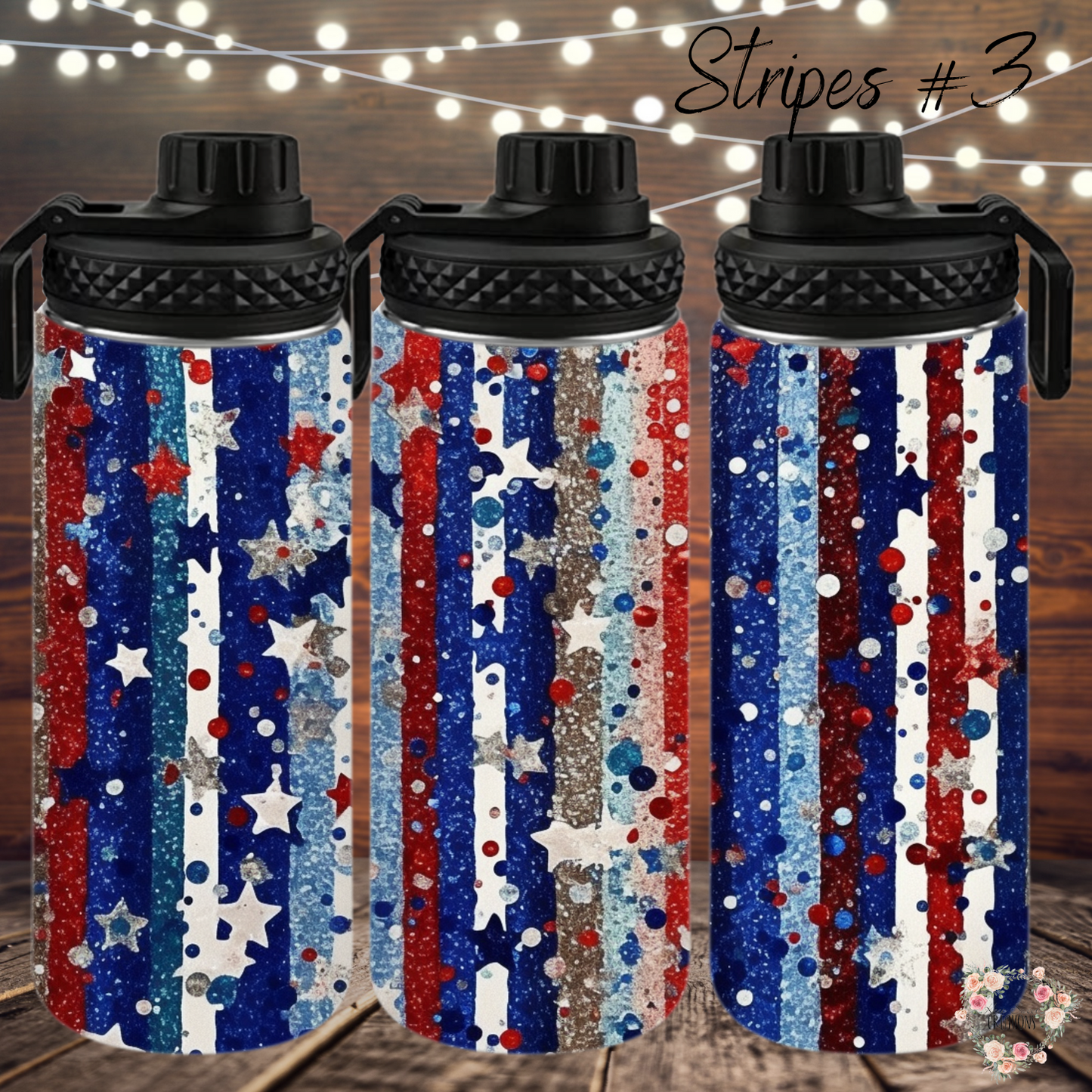 Patriotic Tumbler Collection – Sparkle with Every Sip - (Stripes #3) Tumbler