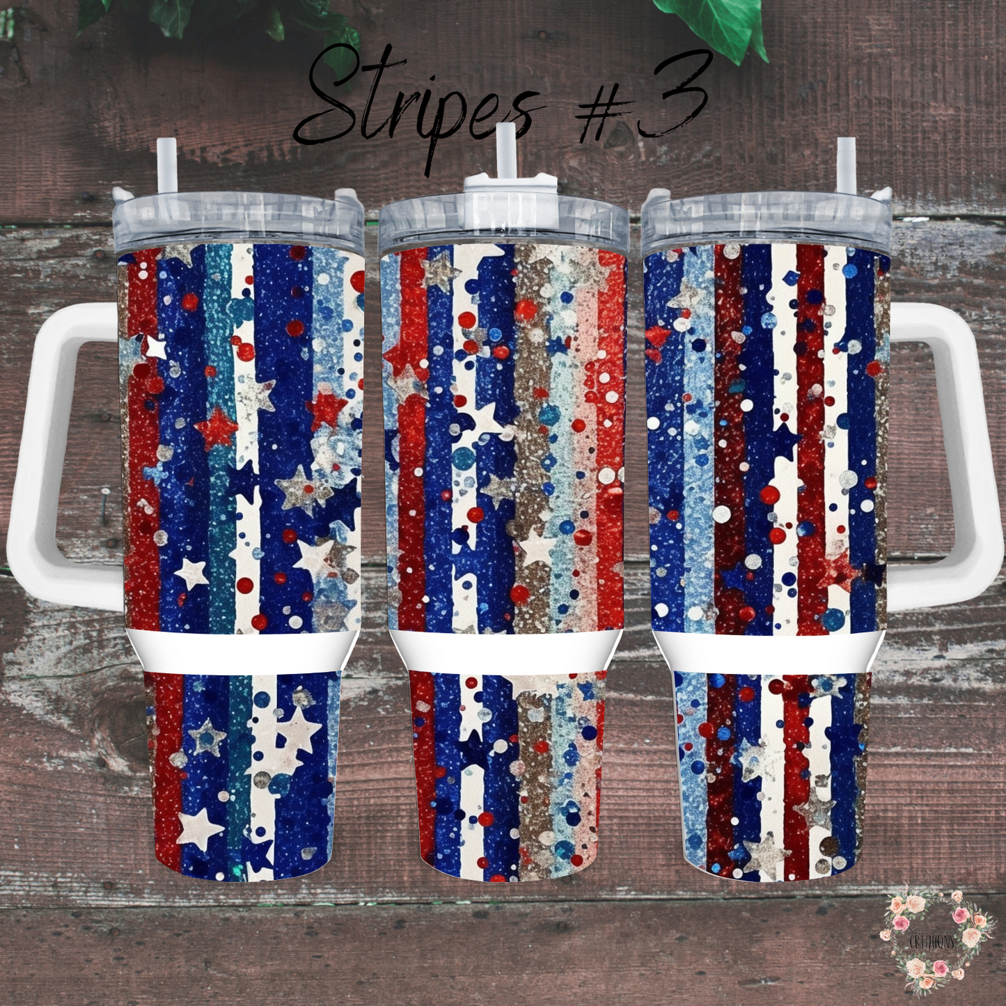 Patriotic Tumbler Collection – Sparkle with Every Sip - (Stripes #3) Tumbler
