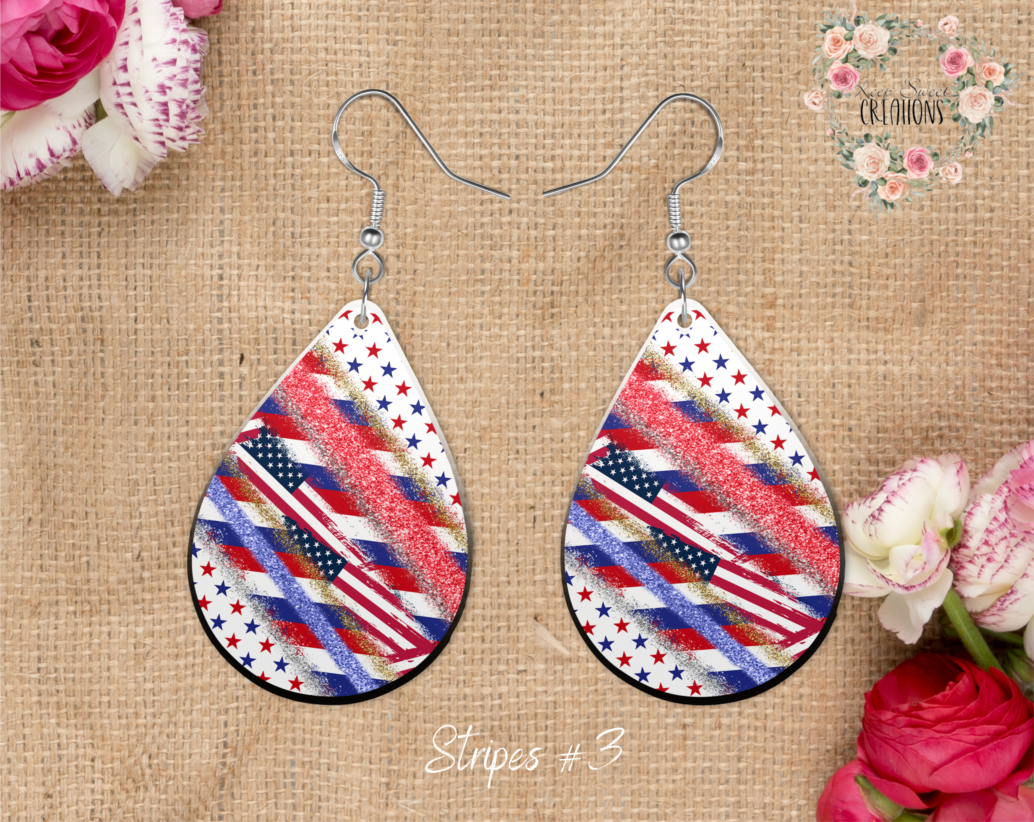 Patriotic Teardrop Earrings – American Flag Dangle Jewelry
