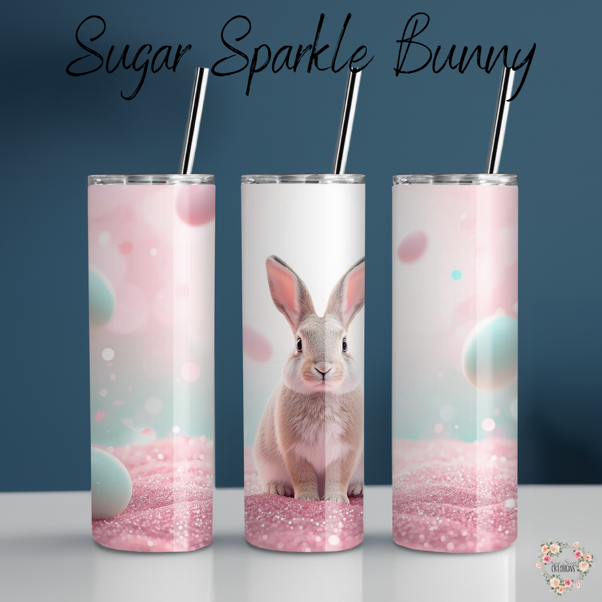 Sugar Sparkle Bunny Tumbler | Pastel Easter Bunny Spring Cup (11–32 oz)