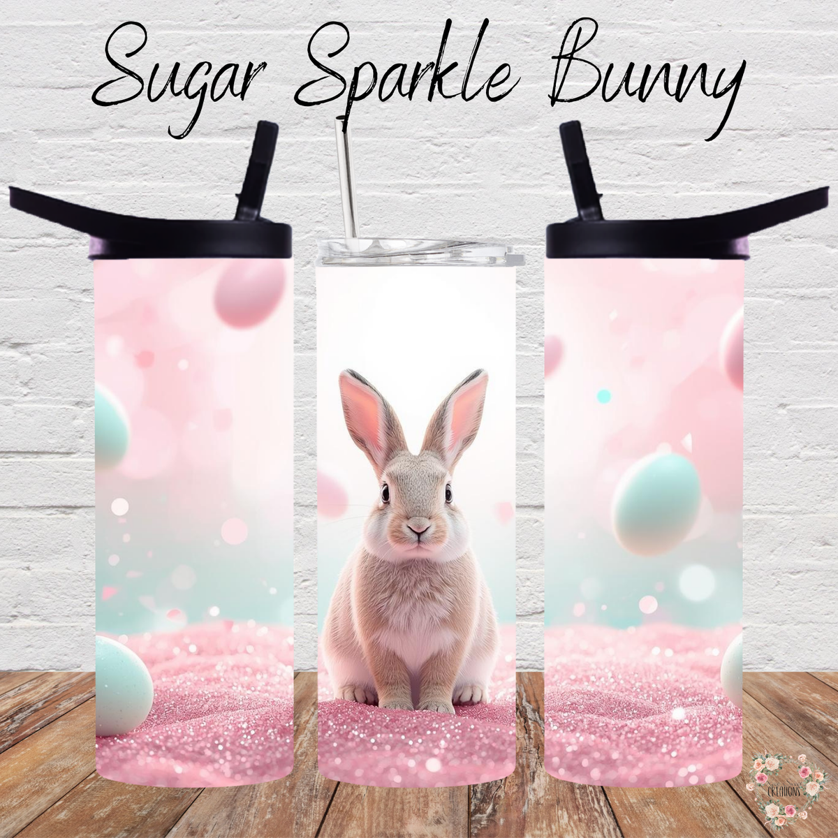 Sugar Sparkle Bunny Tumbler | Pastel Easter Bunny Spring Cup (11–32 oz)