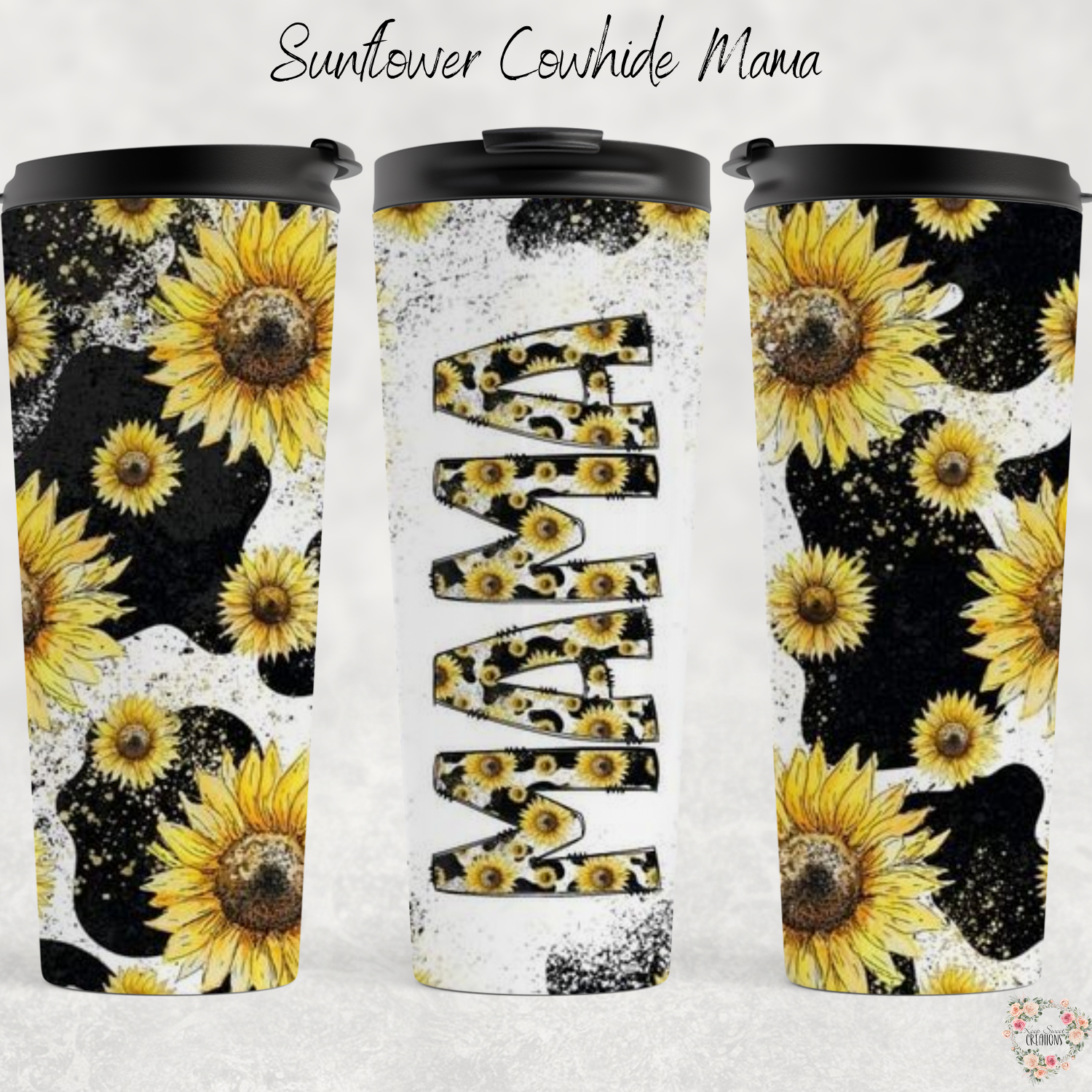 Sunflower Cowhide Mama Tumbler – Western Style Drinkware for Moms
