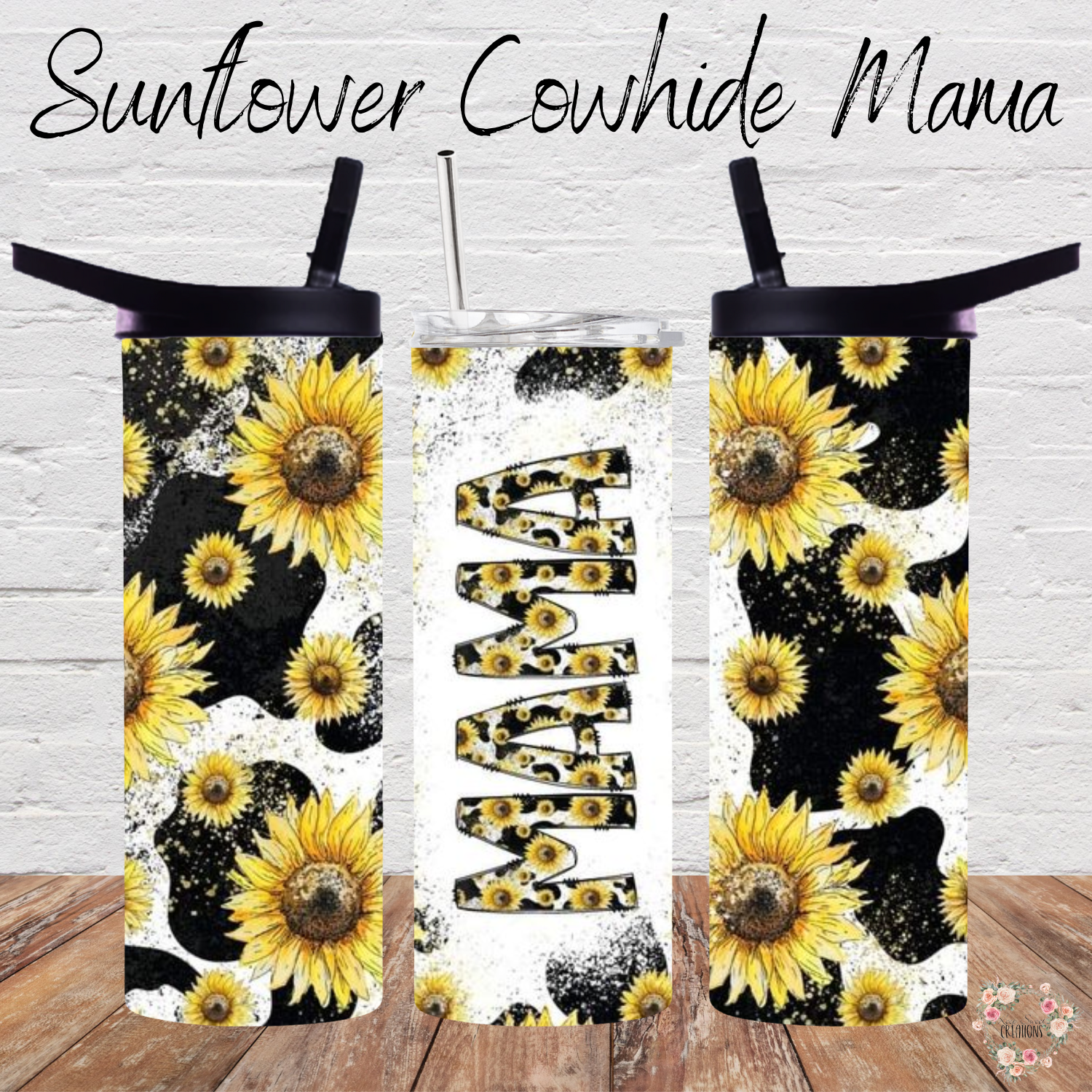 Sunflower Cowhide Mama Tumbler – Western Style Drinkware for Moms