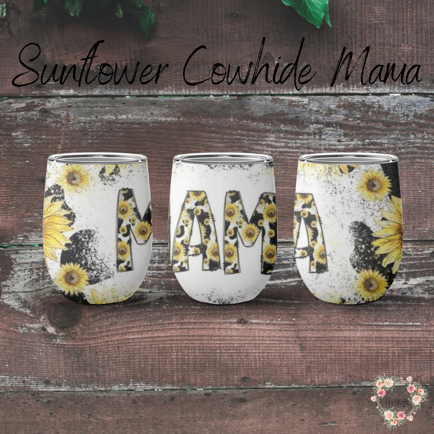 Sunflower Cowhide Mama Tumbler – Western Style Drinkware for Moms