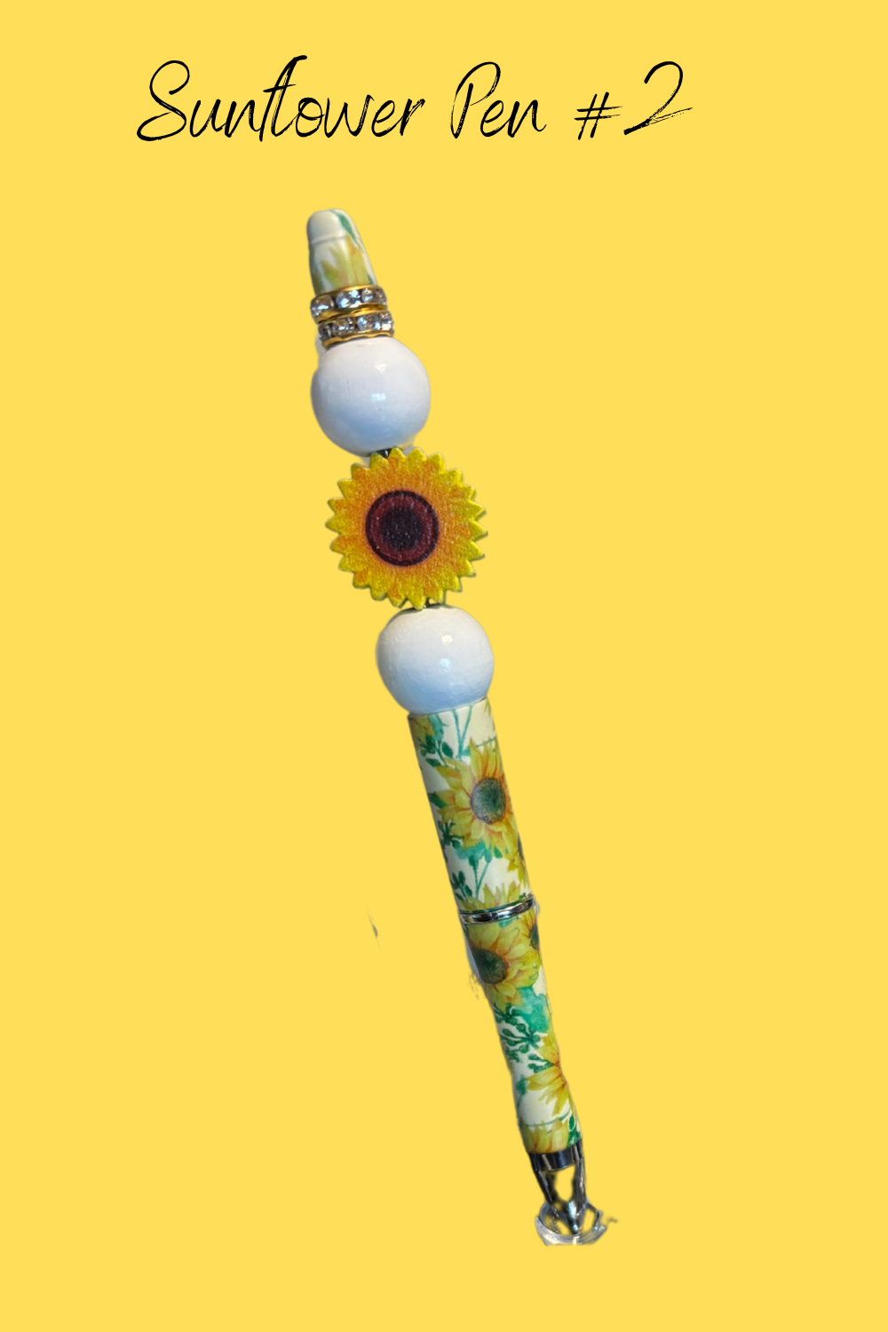 Sunflower Beaded Pens – Handcrafted Beaded Pen Gift | Cute Sunflower Stationery for Teachers, Coworkers & Flower Lovers