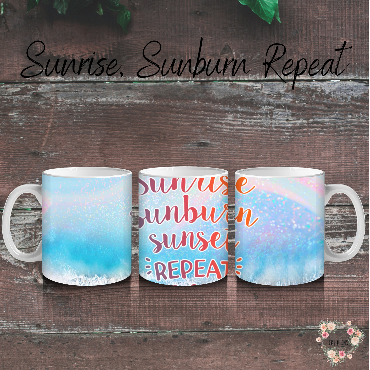 Beach and ocean sublimation tumbler set – Summer insulated drinkware