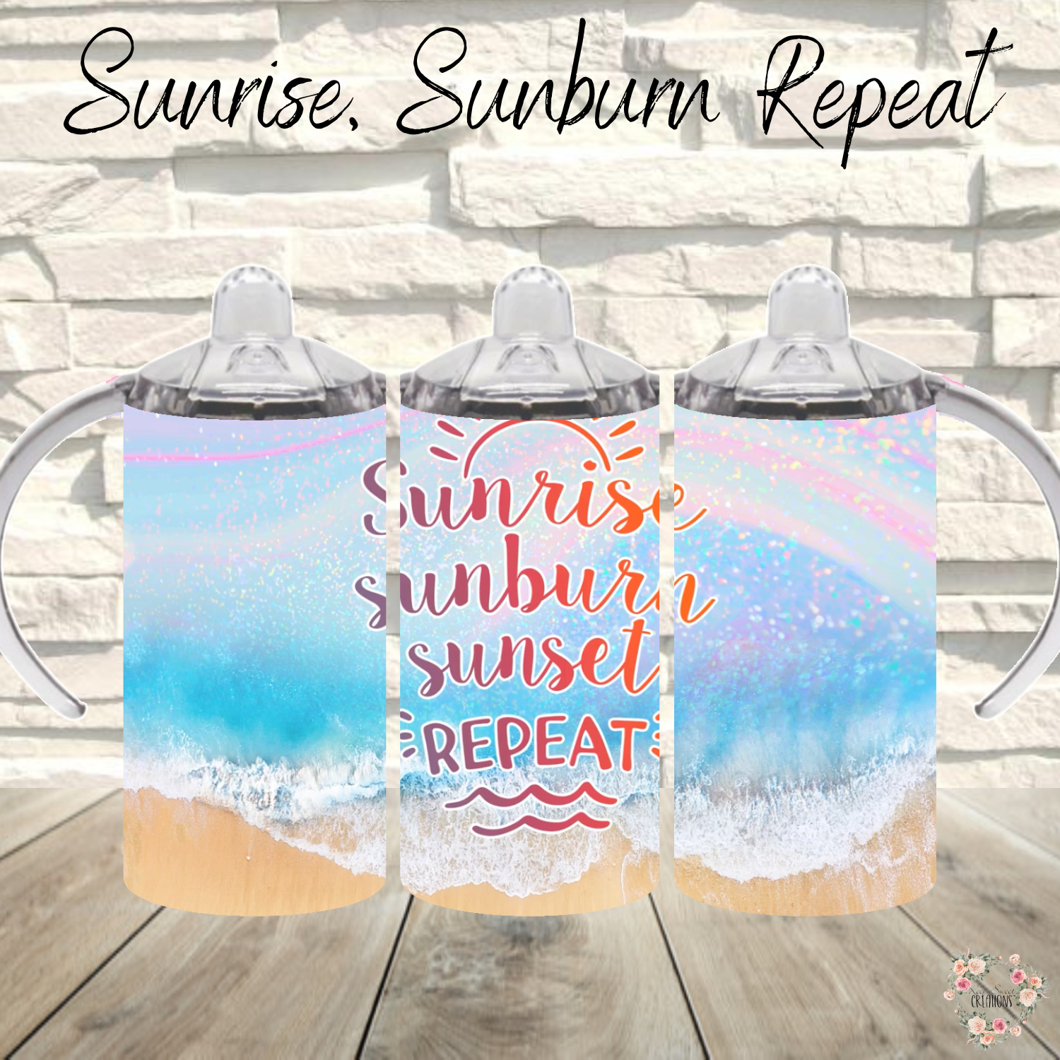 Beach and ocean sublimation tumbler set – Summer insulated drinkware