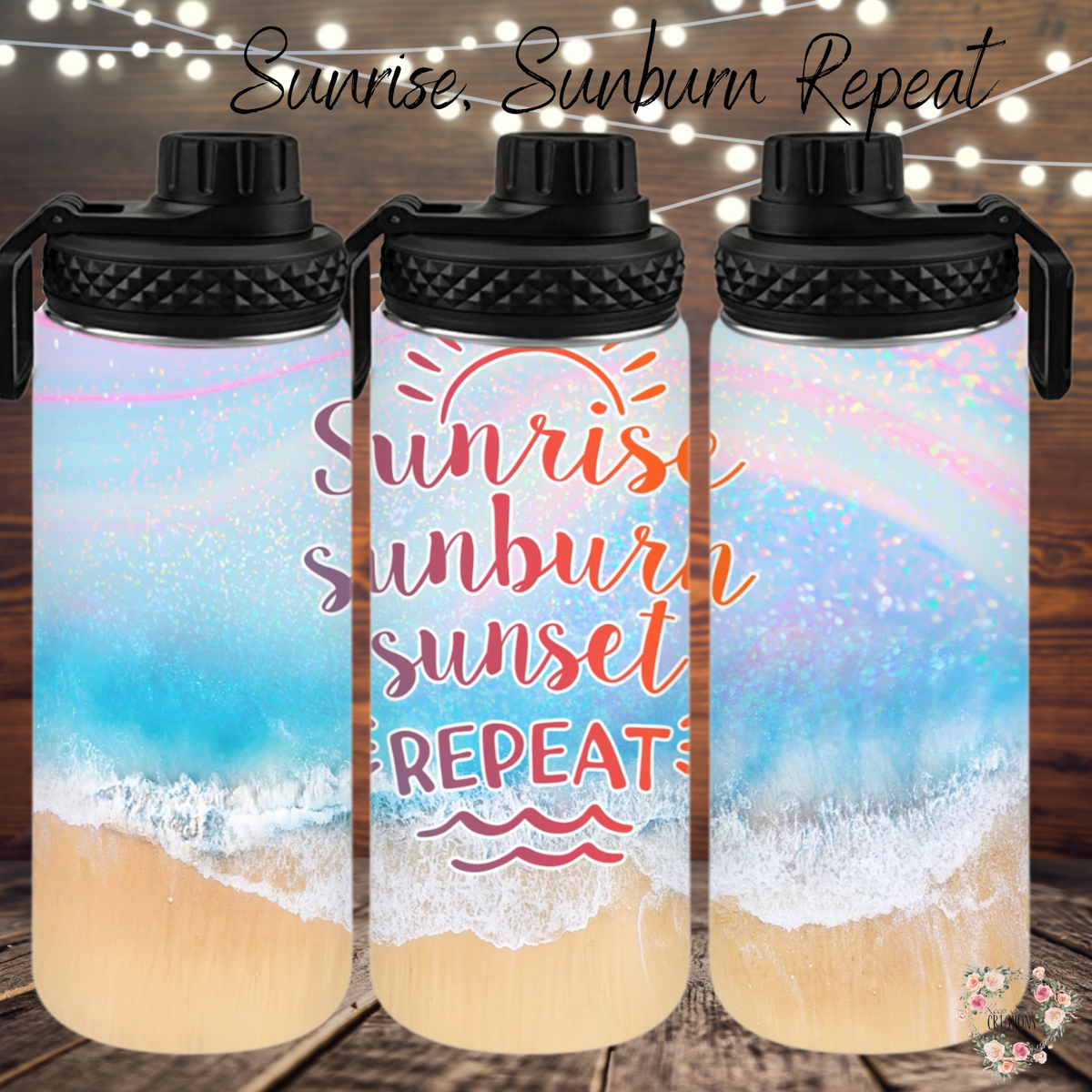 Beach and ocean sublimation tumbler set – Summer insulated drinkware