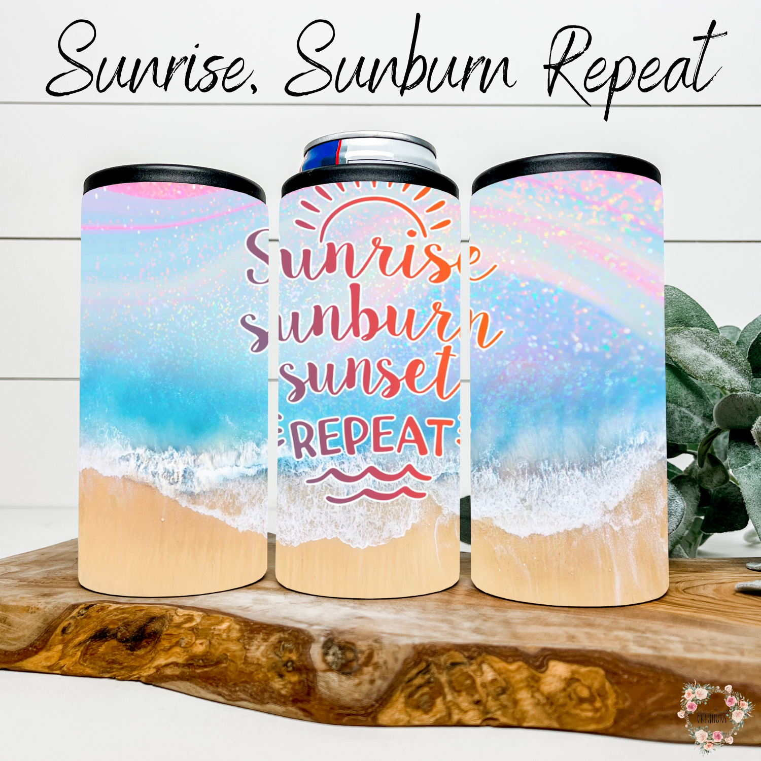 Beach and ocean sublimation tumbler set – Summer insulated drinkware