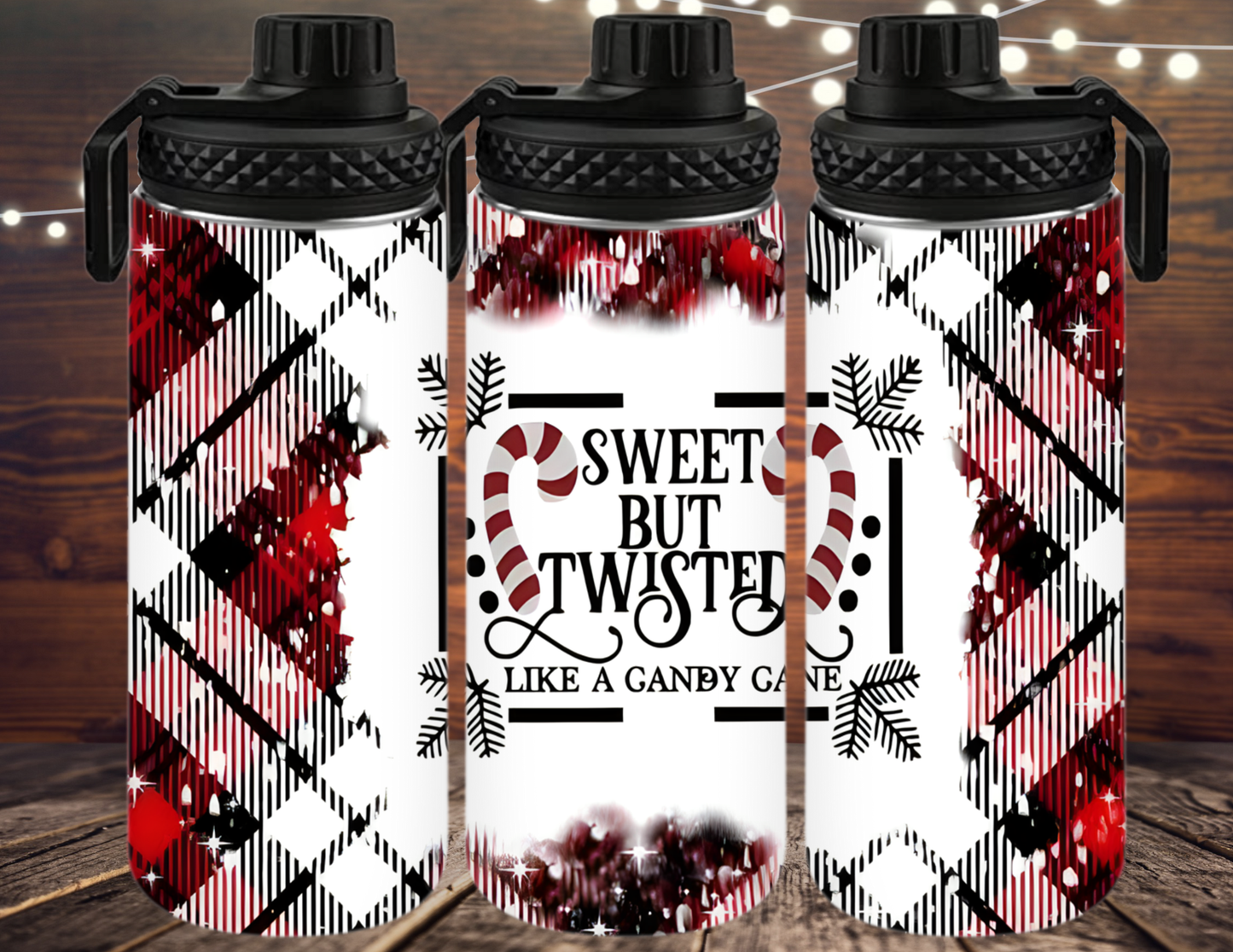 Sweet But Twisted Tumbler | Christmas Candy Cane Plaid Cup